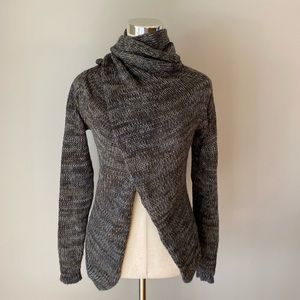 Colombian hand knit wrap sweater - charcoal gray and brown
